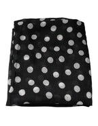 Black White Polka Dots Fringes Wrap Scarf