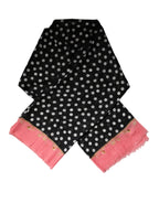 Black White Polka Dots Fringes Wrap Scarf