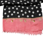 Black White Polka Dots Fringes Wrap Scarf