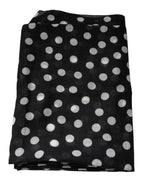 Black White Polka Dots Fringes Wrap Scarf