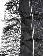 Black Circles Silk Fringes Shawl Wrap Scarf