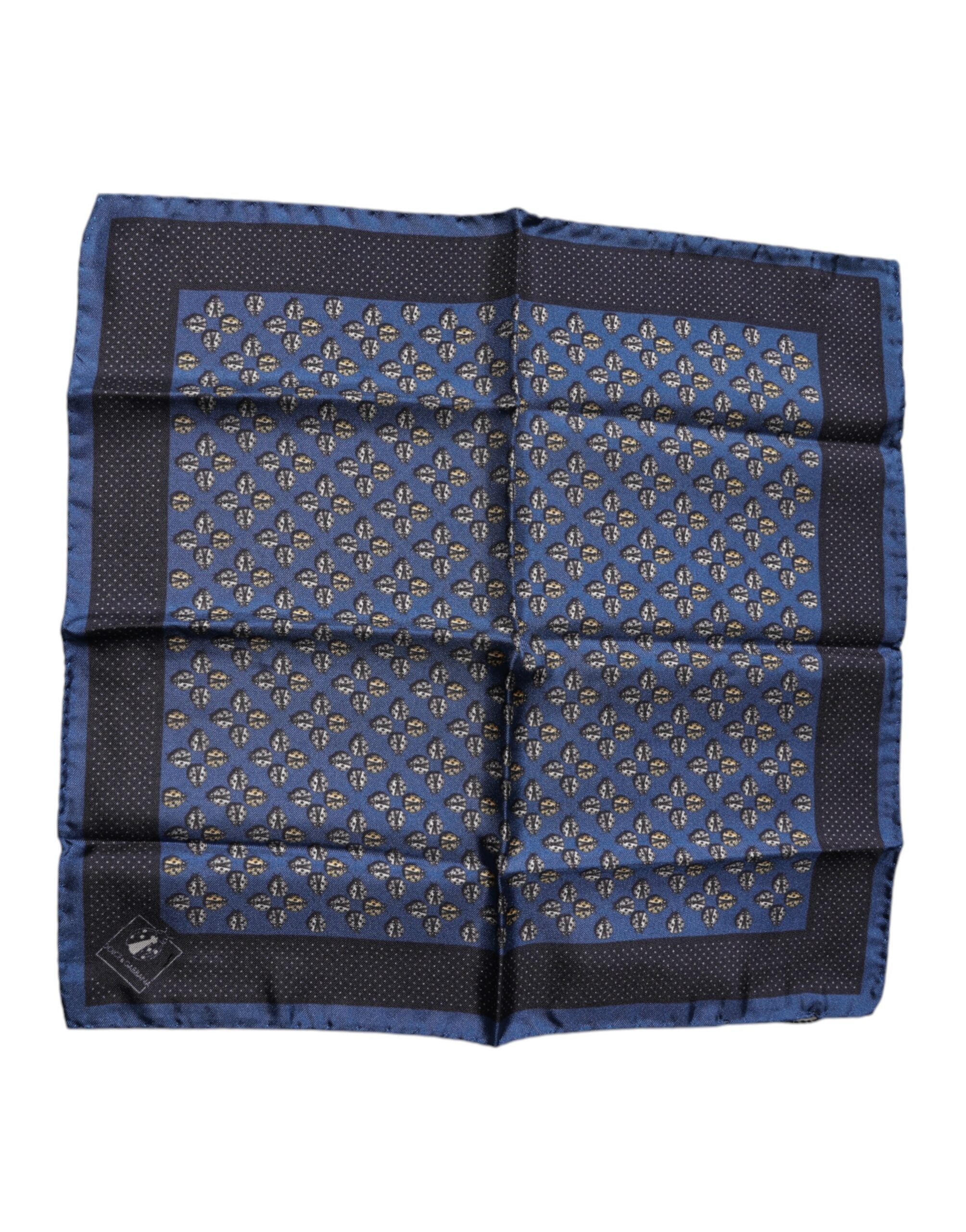 Blue Lady Bug Silk Square Handkerchief Scarf