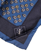 Blue Lady Bug Silk Square Handkerchief Scarf