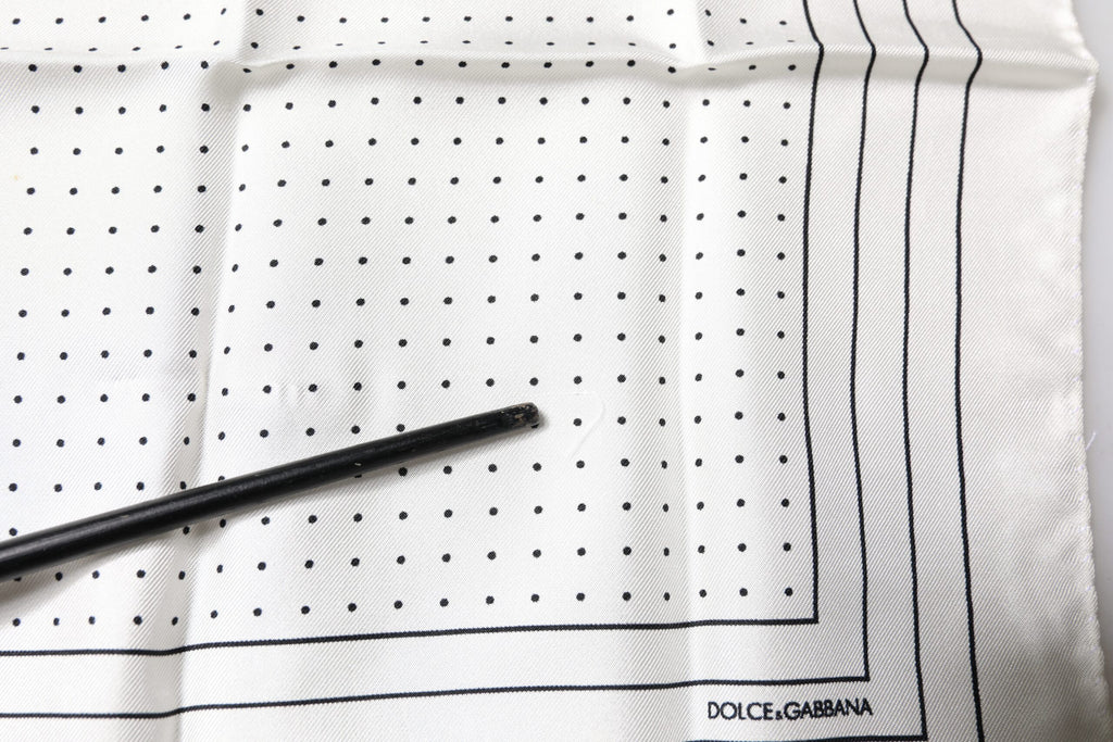 White Polka Dots Square Handkerchief Scarf