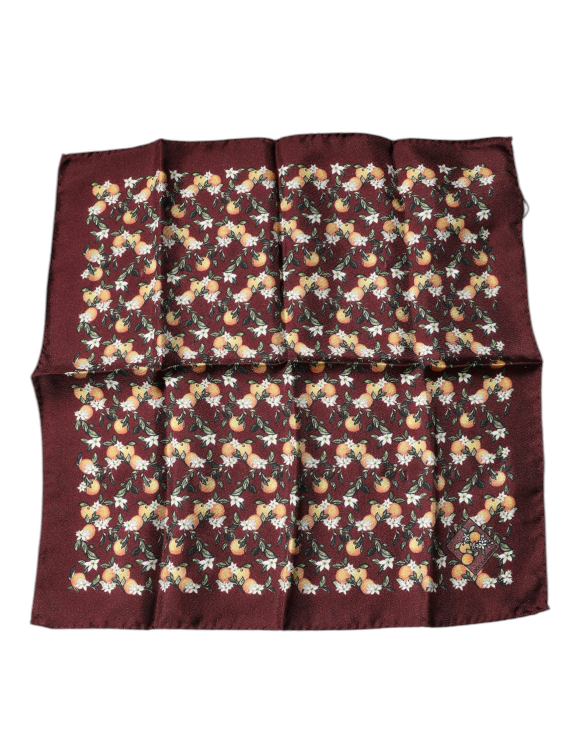 Maroon Oranges Silk Square Handkerchief Scarf
