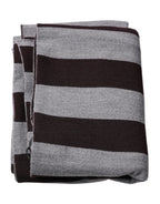 Black Gray Stripes Wool Neck Wrap Scarf