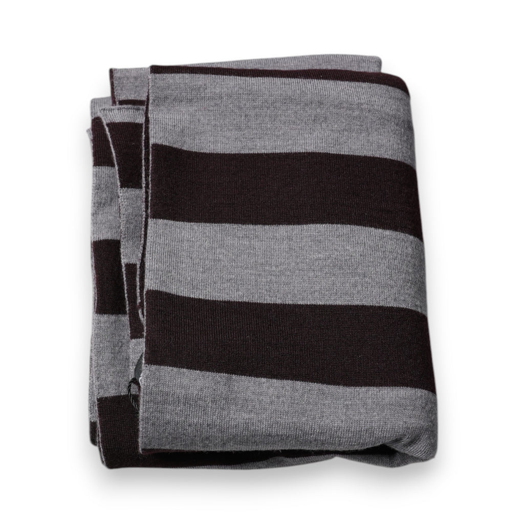Black Gray Stripes Wool Neck Wrap Scarf
