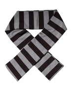 Black Gray Stripes Wool Neck Wrap Scarf