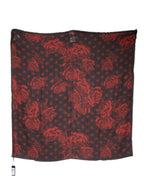 Black Red Floral Modal Wrap Shawl Scarf