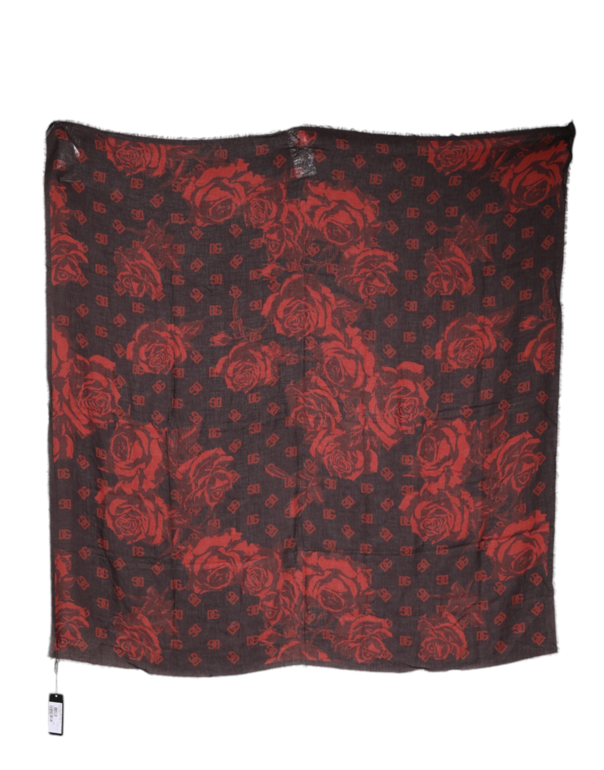 Black Red Floral Modal Wrap Shawl Scarf