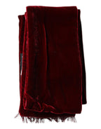 Maroon Silk Fringes Skinny Neck Wrap Scarf