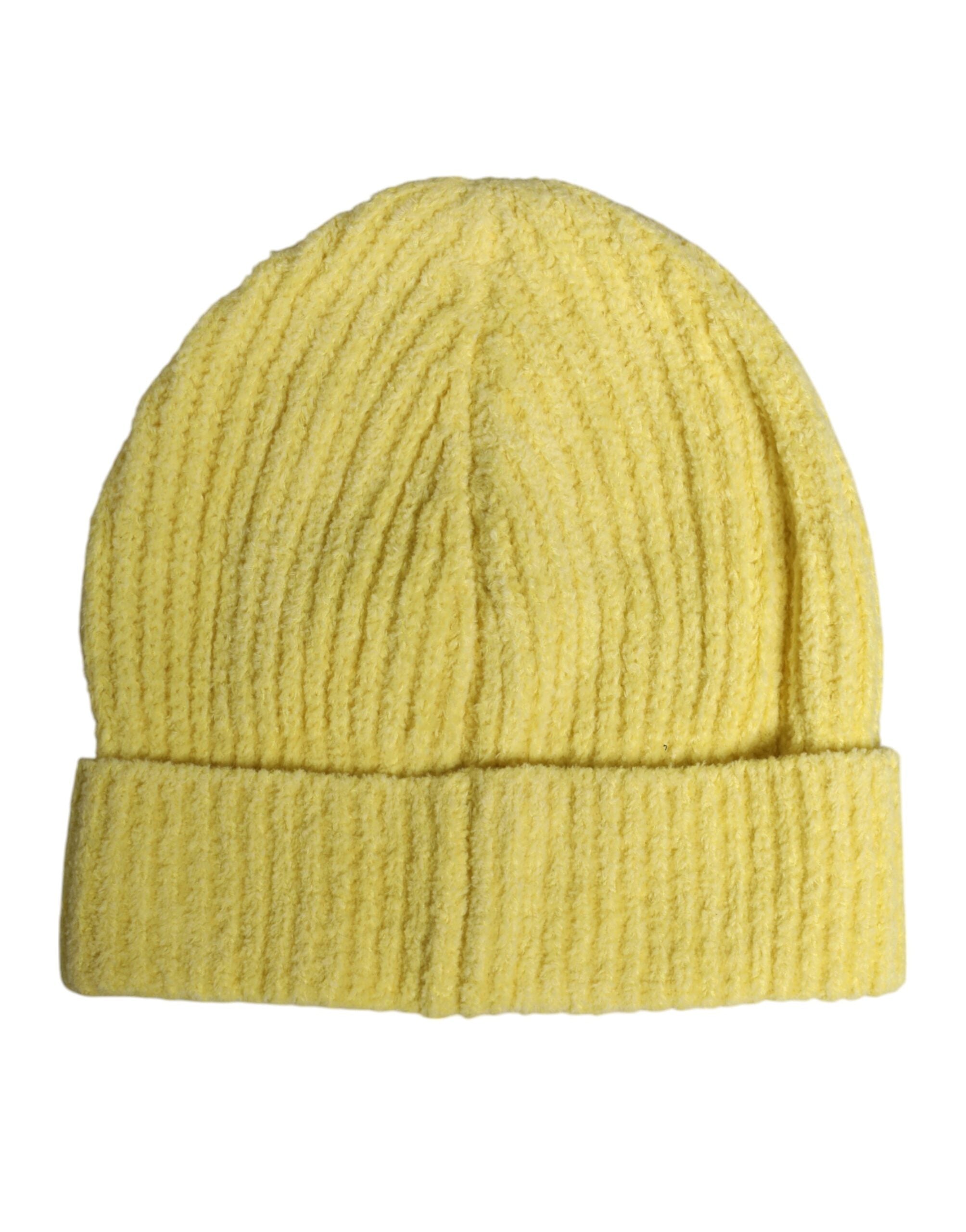 Yellow Cotton Knitted Winter Beanie Hat