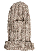 Beige Wool Knitted Ski Mask Balaclava Hat