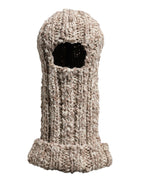 Beige Wool Knitted Ski Mask Balaclava Hat