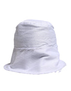 White Polyester Wide Brim Bucket Hat