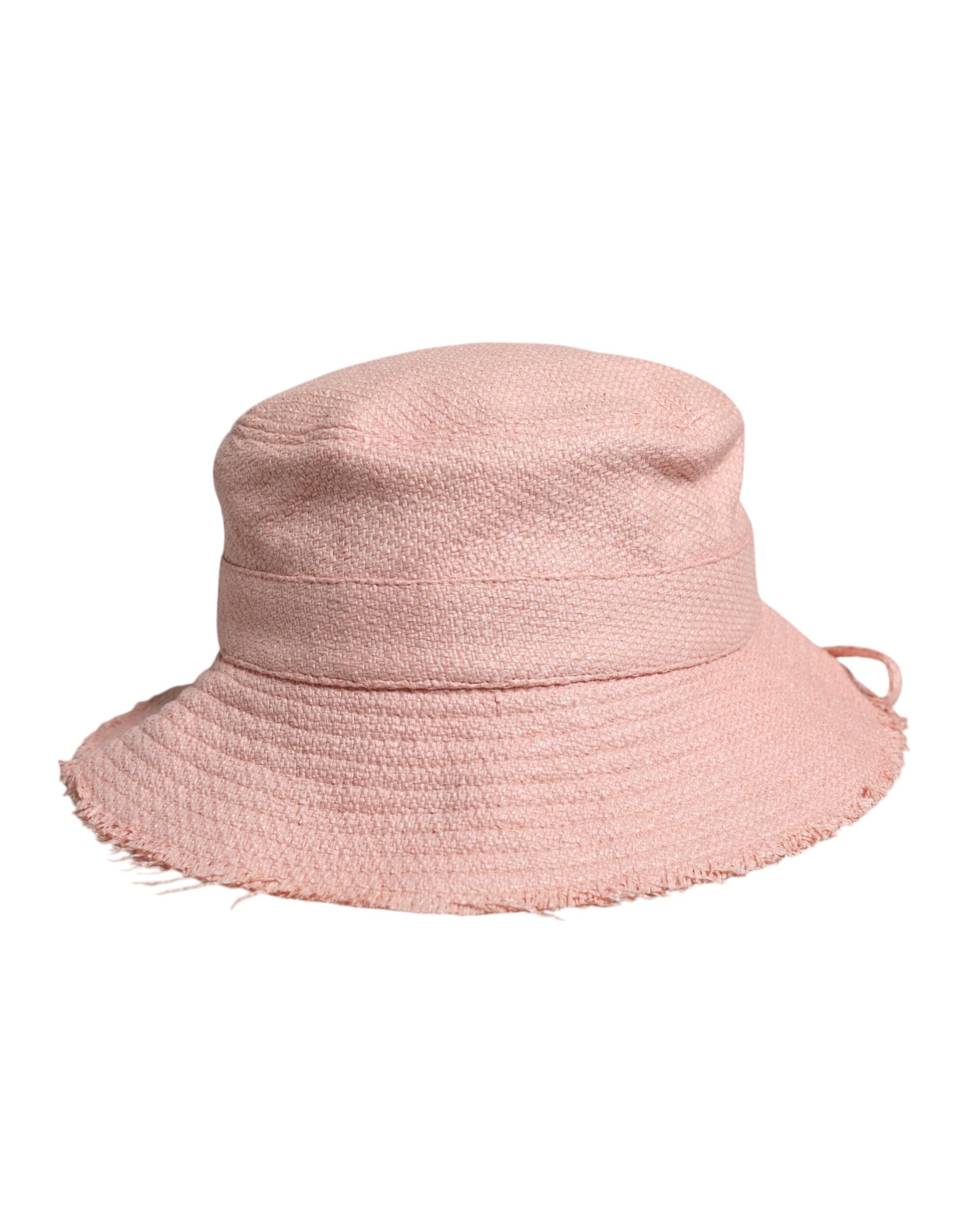Pink Cotton Wide Brim Bucket Hat