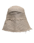 Beige Linen Wide Brim Bucket Hat