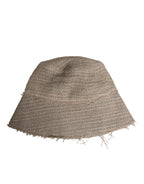 Beige Linen Wide Brim Bucket Hat