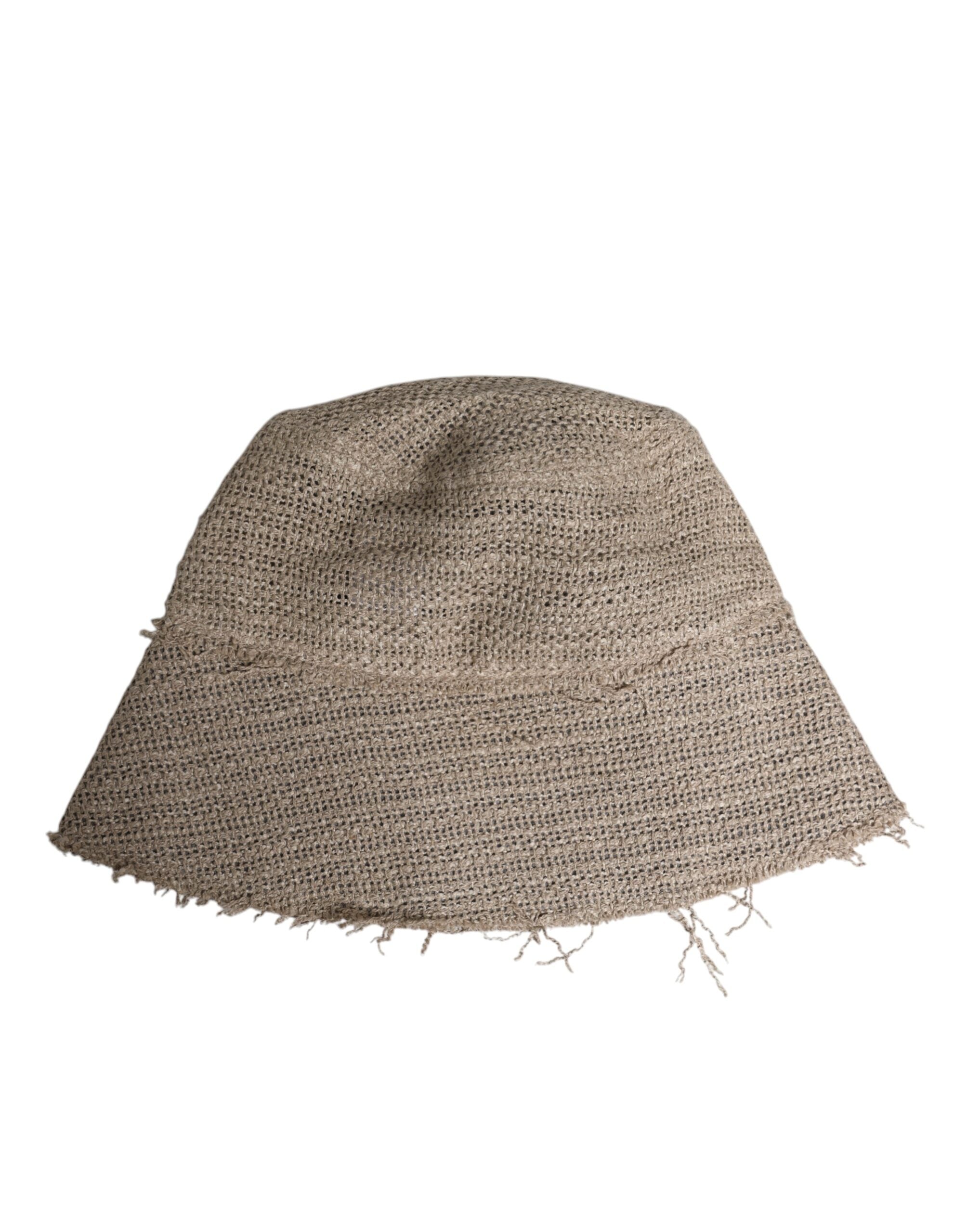 Beige Linen Wide Brim Bucket Hat