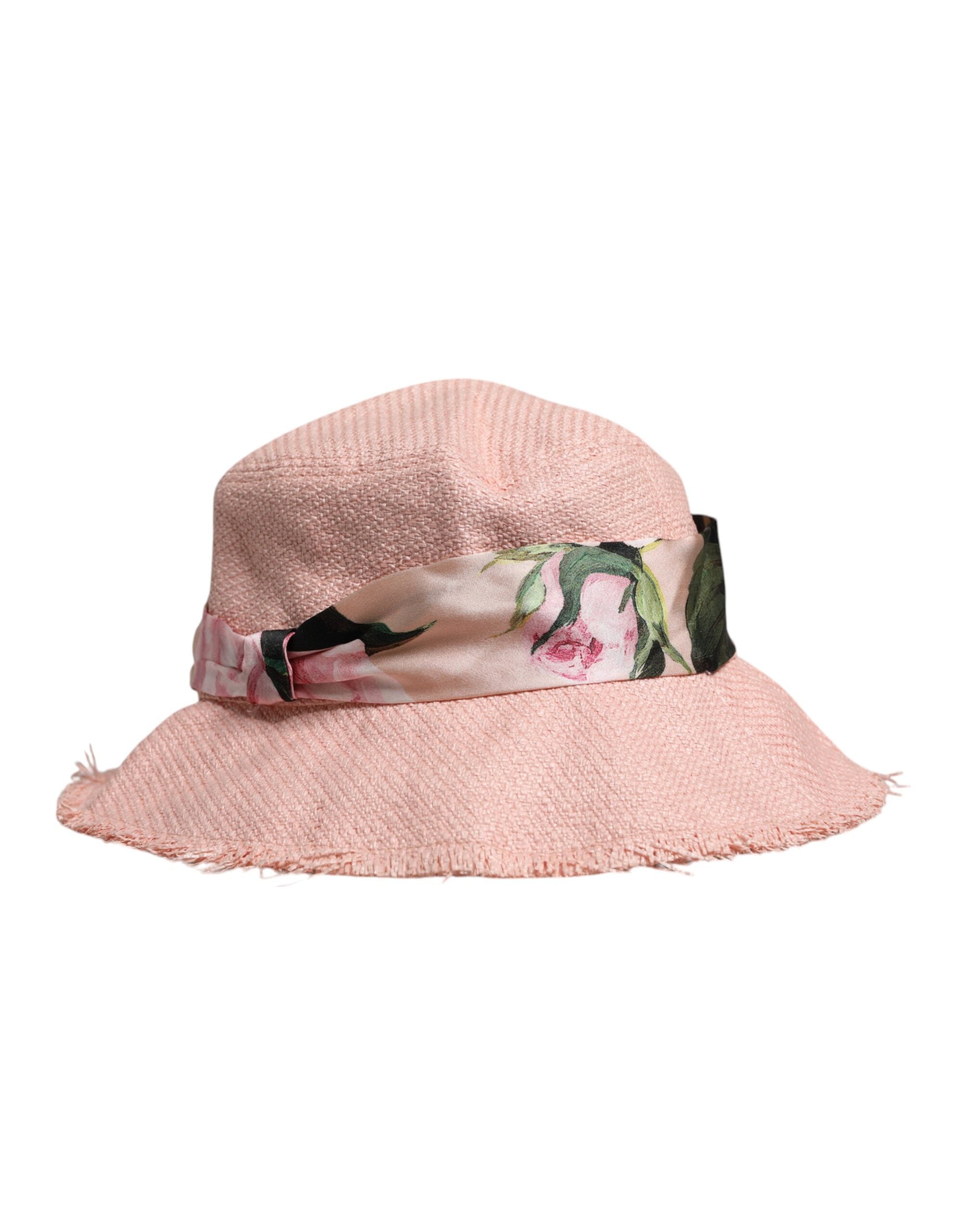 Pink Cotton Wide Brim Bucket Hat