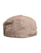 Beige Cotton Newsboy Capello Cabbie Hat