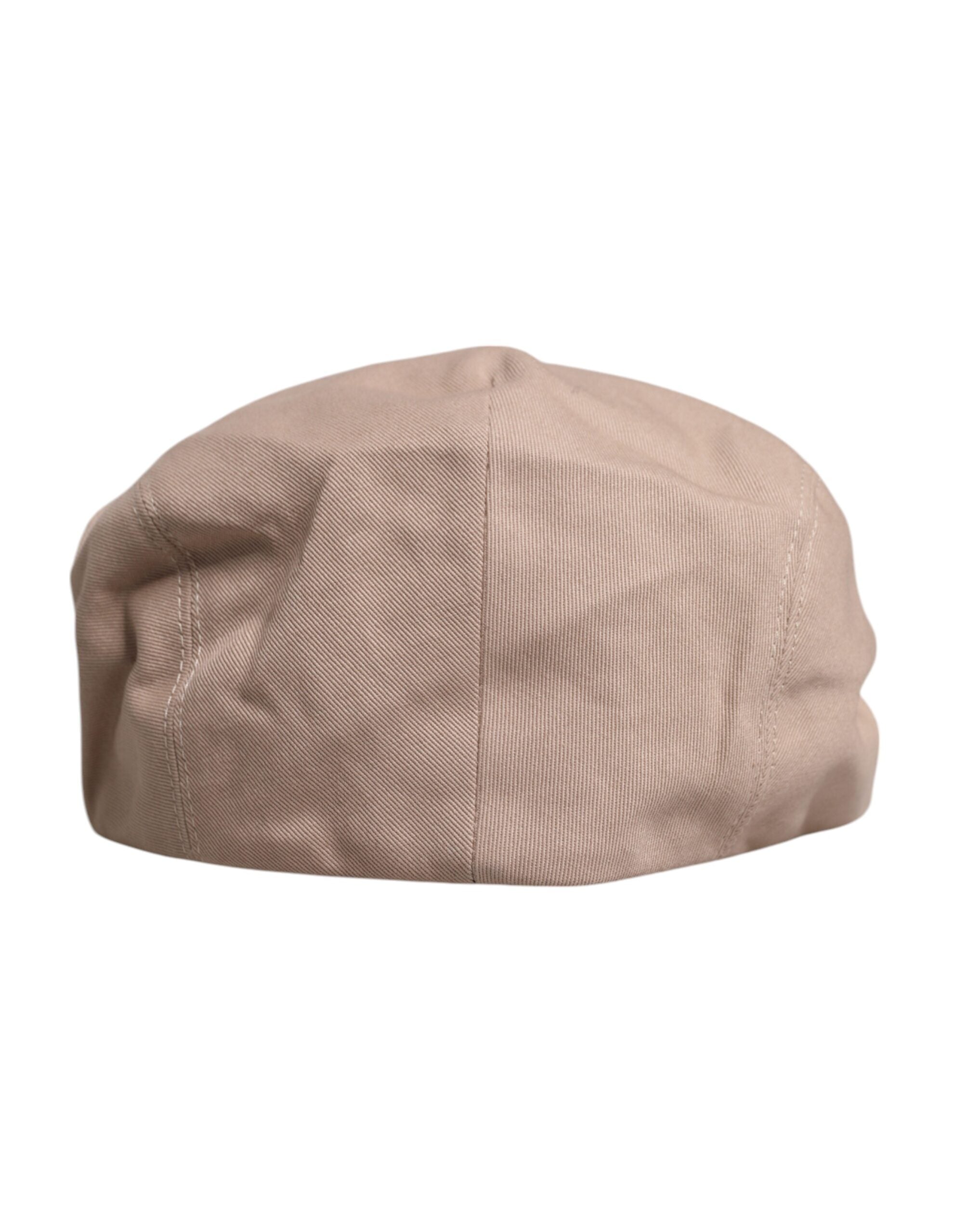 Beige Cotton Newsboy Capello Cabbie Hat