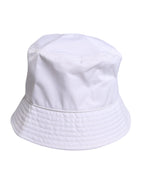 White Cotton Wide Brim Bucket Hat