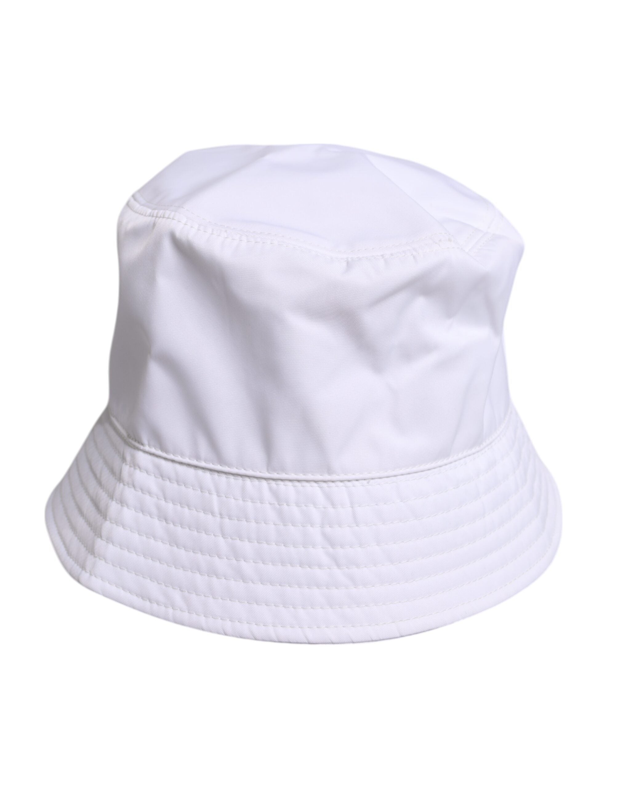 White Cotton Wide Brim Bucket Hat