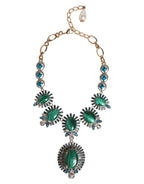 Gold Brass Pietre Oval Crystal Embellished Necklace