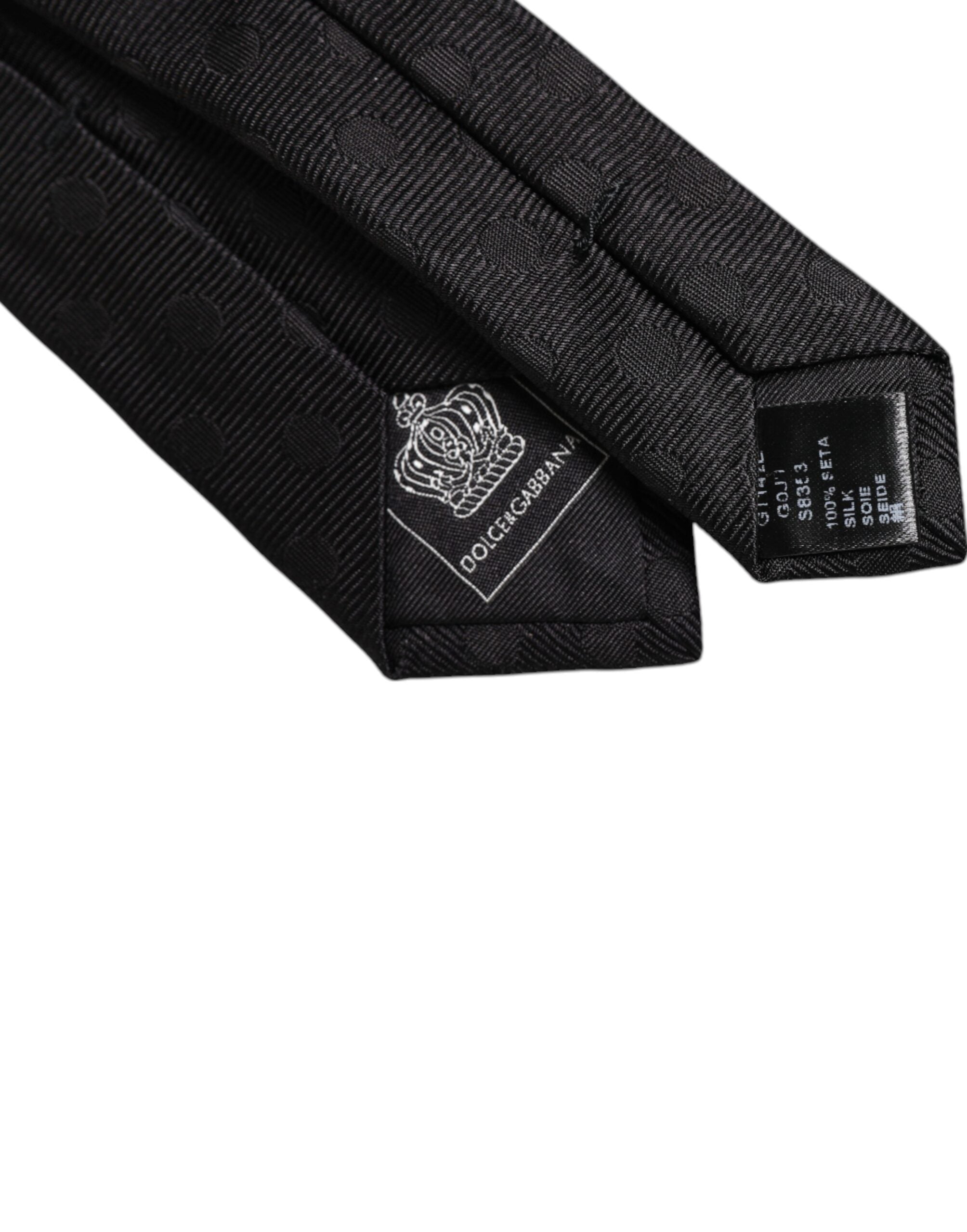 Black Circles Silk Adjustable Necktie Tie