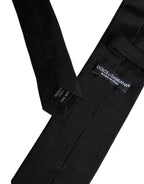 Black Solid Silk Adjustable Necktie Tie