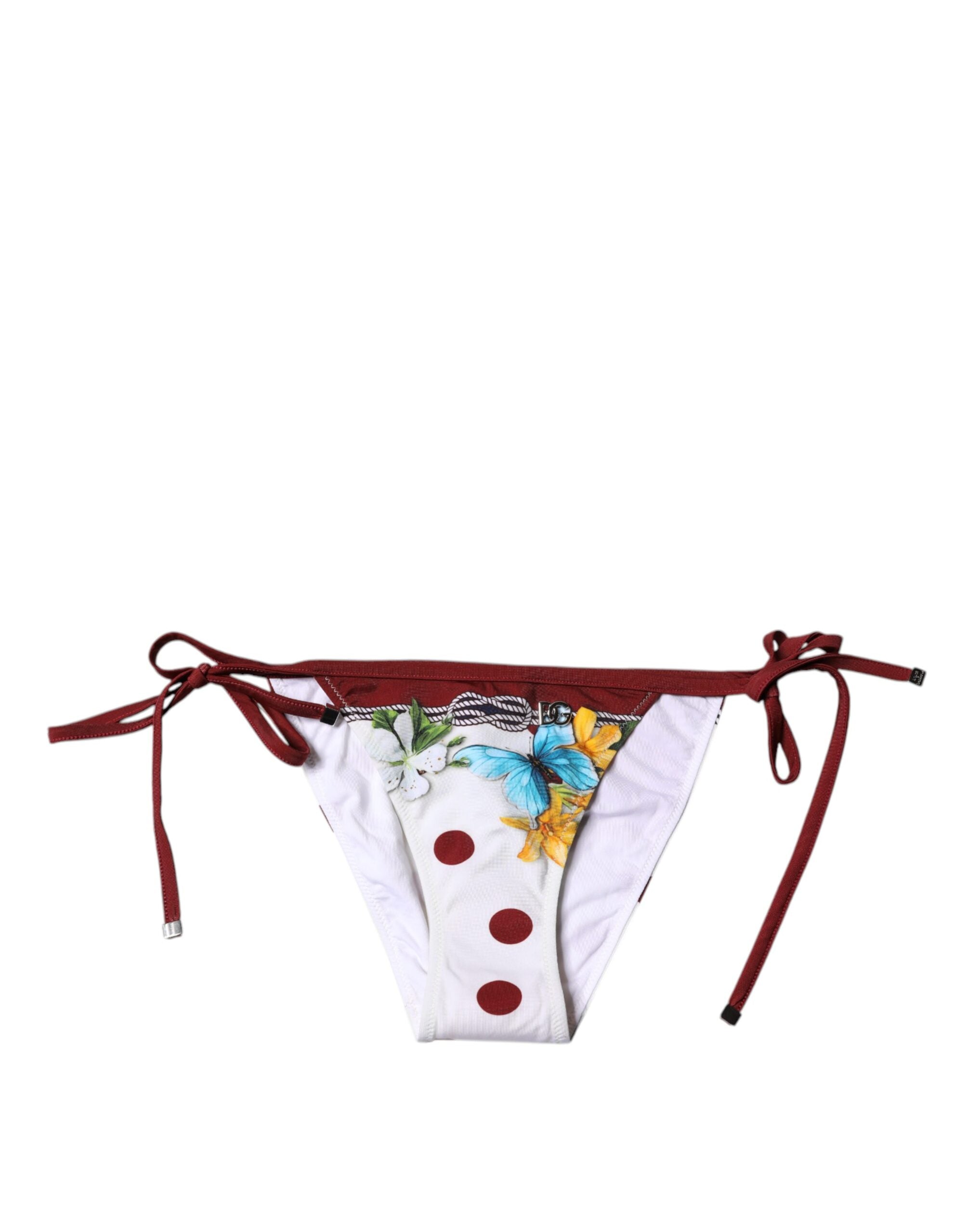 White Floral Print Swimsuit Bikini Bottom Swimwear