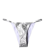 Silver Polyester Beachwear Bikini Bottom Swimwear