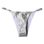 Silver Polyester Beachwear Bikini Bottom Swimwear