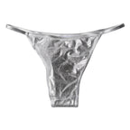 Silver Polyester Beachwear Bikini Bottom Swimwear