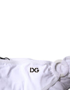 White Nylon Beachwear Bikini Bottom Swimwear