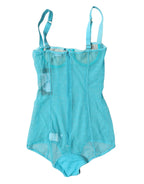 Blue Tulle Balconette Bra Bodysuit Underwear