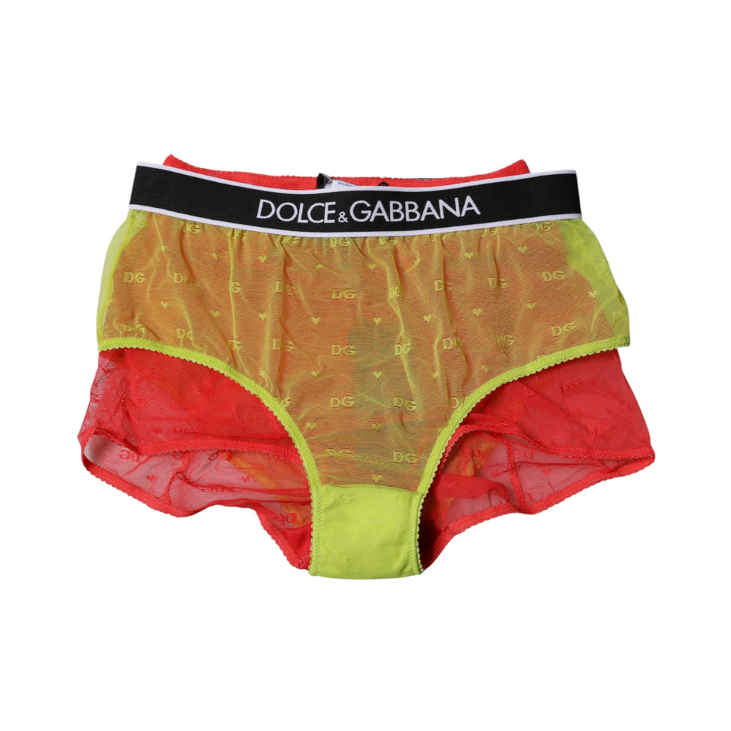 Red Yellow Tulle Mid Waist Panty Underwear