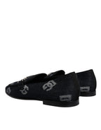 Black Logo Cotton Loafers Formal Dress Shoes