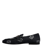 Black Logo Cotton Loafers Formal Dress Shoes