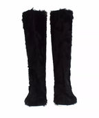 Black Xiangao Lamb Fur Leather Boots Shoes