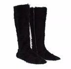 Black Xiangao Lamb Fur Leather Boots Shoes