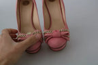 Pink Bow Stiletto Heel Pumps Shoes