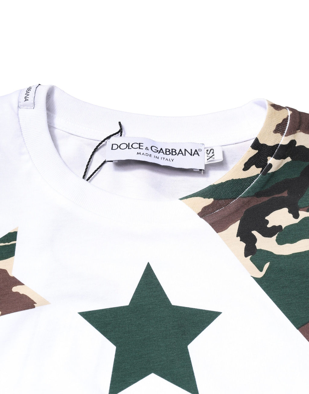 White Camouflage Stars Crew Neck T-shirt
