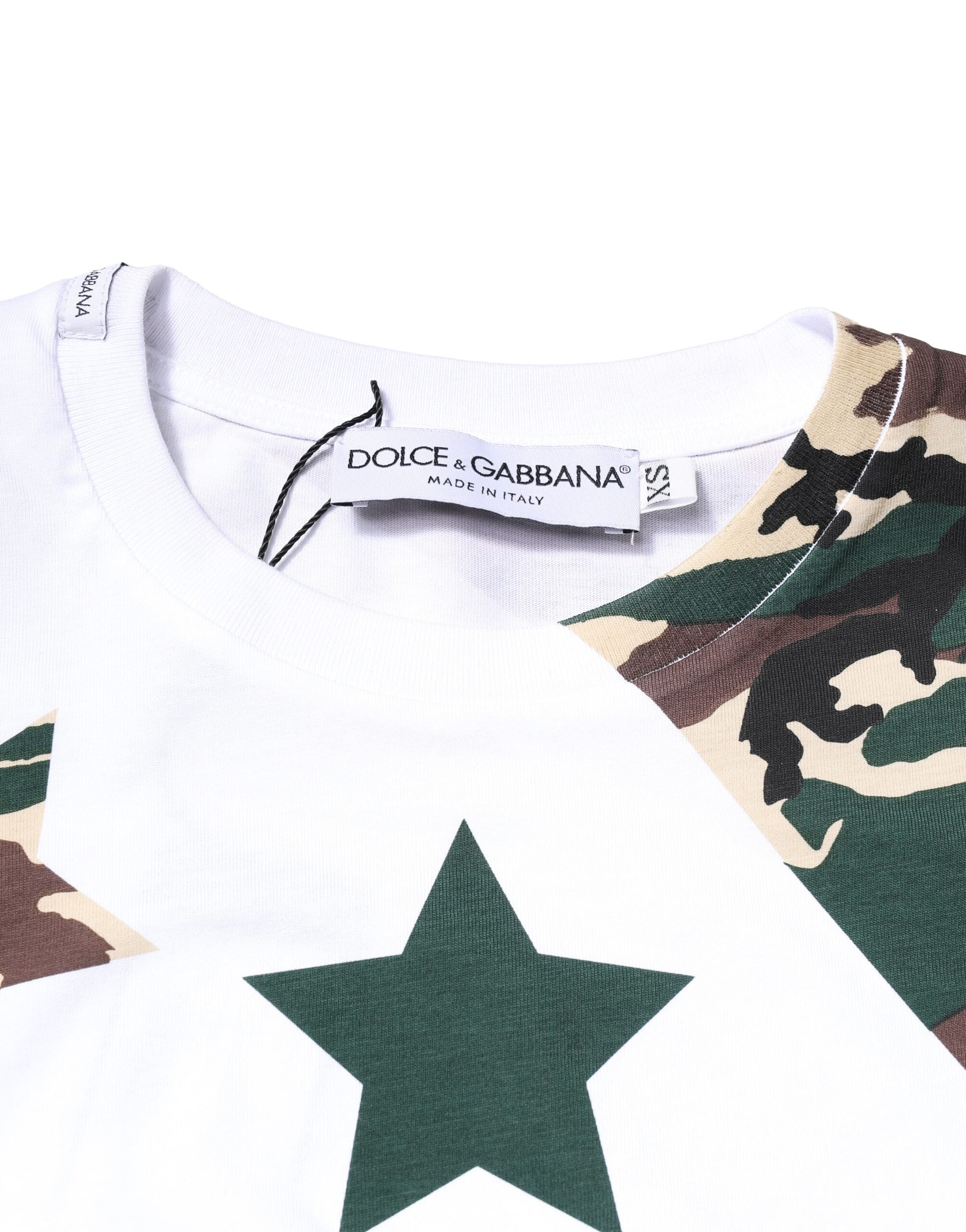 White Camouflage Stars Crew Neck T-shirt