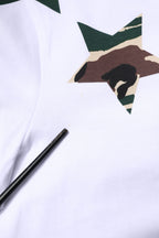 White Camouflage Stars Crew Neck T-shirt