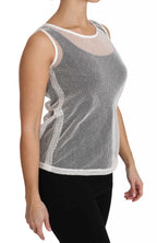 White Net  Transparent Sleeveless Tank Top