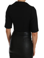 Black Short Fitted Wool Cropped Jacket Blazer