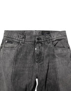 Two Tone Gray Cotton Denim Jeans