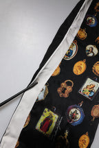 Black Religious Print Silk Men Jogger Pants
